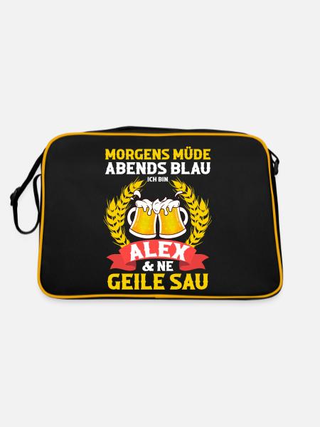 Alex - Retro Tasche - Schwarz/Gold - Hinten