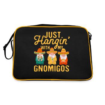Hangin' With My Gnomigos Lustige Cinco De Mayo - Retro Tasche - Schwarz/Gold - Hinten