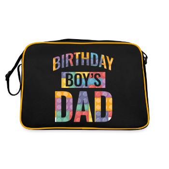 Father of birthday boy builds building blocks - Retro Bag - black/gold - Back