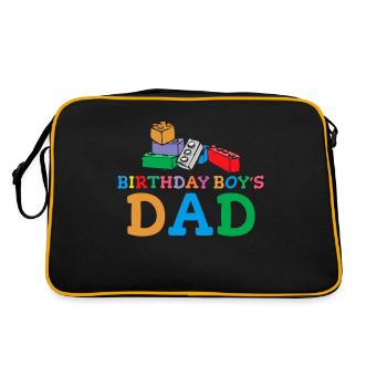 Father of birthday boy builds building blocks - Retro Bag - black/gold - Back