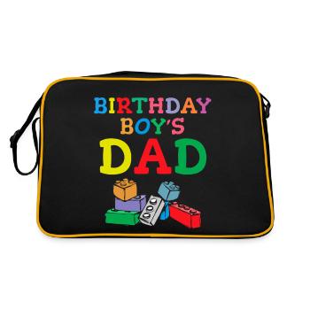 Father of birthday boy builds building blocks - Retro Bag - black/gold - Back