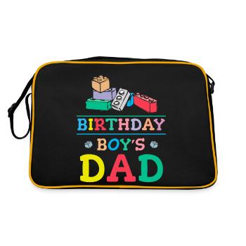 Father of birthday boy builds building blocks - Retro Bag - black/gold - Back