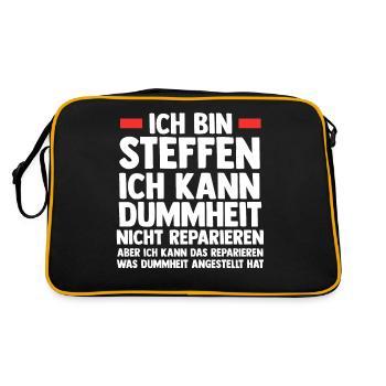 Steffen - Retro Tasche - Schwarz/Gold - Hinten