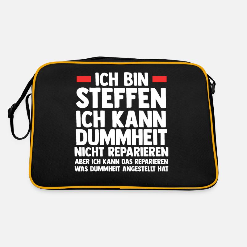 Steffen - Retro Tasche - Schwarz/Gold