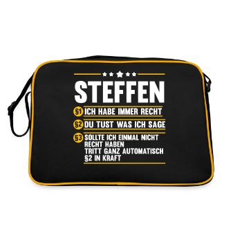 Steffen - Retro Tasche - Schwarz/Gold - Hinten