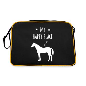Drôle de cheval disant mon cheval de l’endroit heureux - Sac Retro - noir/or - Dos