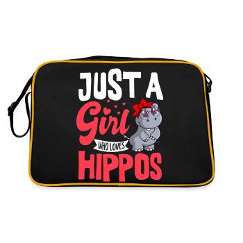 Ein Mädchen Das Flusspferde Liebt Hippopotamus - Retro Tasche - Schwarz/Gold - Hinten
