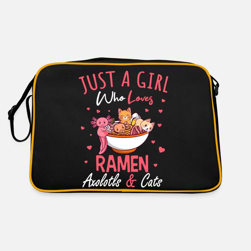 Nur Ein Mädchen Das Ramen Axolotl Katzen Liebt Retro Tasche