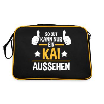 Kai - Retro Tasche - Schwarz/Gold - Hinten