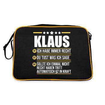 Klaus - Retro Tasche - Schwarz/Gold - Hinten