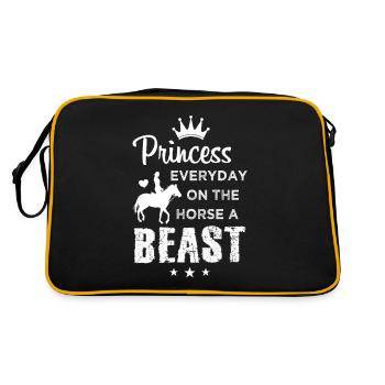 Princess Beast Rider Princess Horses Saying - Retro Bag - black/gold - Back