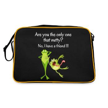 Niedliches und lustiges Frosch-Design mit coolem Slogan - Retro Tasche - Schwarz/Gold - Hinten