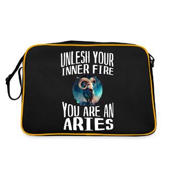 befreie dein Feuer, du bist ein Aries - Retro Tasche - Schwarz/Gold - Hinten