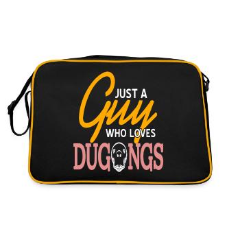 Just A Guy Who Loves Dugong Retro Animal Lover - Retro Tasche - Schwarz/Gold - Hinten