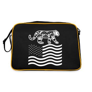Cool Leopard American Flag Wildlife Designs - Retro Bag - black/gold - Back