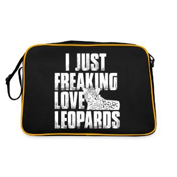 I Just Freaking Love Leopards Retro Wildlife - Retro Tasche - Schwarz/Gold - Hinten