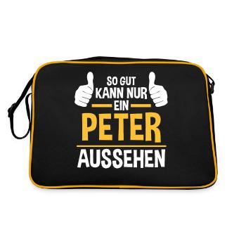 Peter - Retro Tasche - Schwarz/Gold - Hinten
