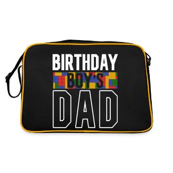 Father of birthday boy builds building blocks - Retro Bag - black/gold - Back