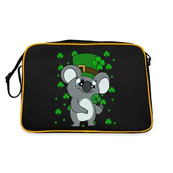 Niedlicher Koala mit Hut Saint Patrick's Day - Retro Tasche - Schwarz/Gold - Hinten