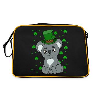 Niedlicher Koala mit Hut Saint Patrick's Day - Retro Tasche - Schwarz/Gold - Hinten