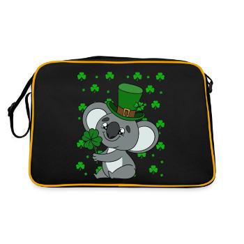 Niedlicher Koala mit Hut Saint Patrick's Day - Retro Tasche - Schwarz/Gold - Hinten