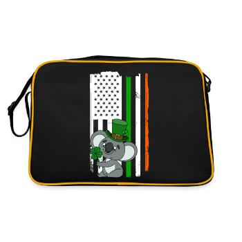 Niedlicher Koala mit Hut Saint Patrick's Day - Retro Tasche - Schwarz/Gold - Hinten