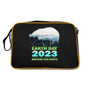Retro Green umweltfreundlich: Tag der Erde 2023 - Retro Tasche - Schwarz/Gold - Hinten
