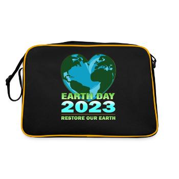 Les hommes et les femmes aiment la planète Terre : Jour de la Terre - Sac Retro - noir/or - Dos