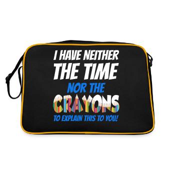 Ich habe weder die Zeit noch die Buntstifte... - Retro Tasche - Schwarz/Gold - Hinten