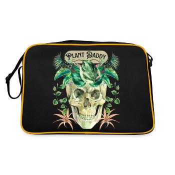 Drôle de crâne, papa végétal avec des plantes vertes - Sac Retro - noir/or - Dos