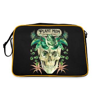 Drôle de crâne, crâne, maman plante, plantes vertes - Sac Retro - noir/or - Dos