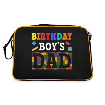 Father of birthday boy builds building blocks - Retro Bag - black/gold - Back