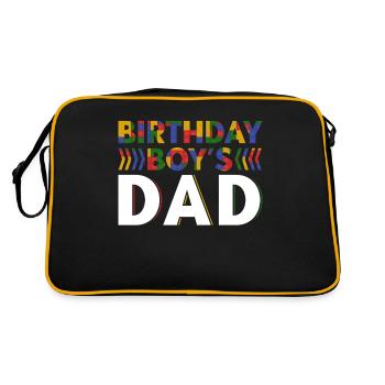 Father of birthday boy builds building blocks - Retro Bag - black/gold - Back