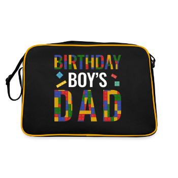 Father of birthday boy builds building blocks - Retro Bag - black/gold - Back
