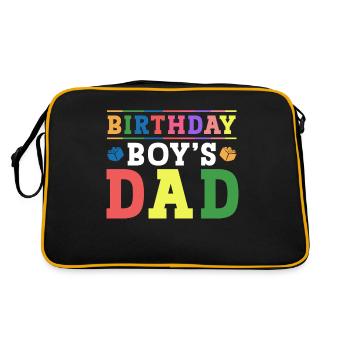 Father of birthday boy builds building blocks - Retro Bag - black/gold - Back