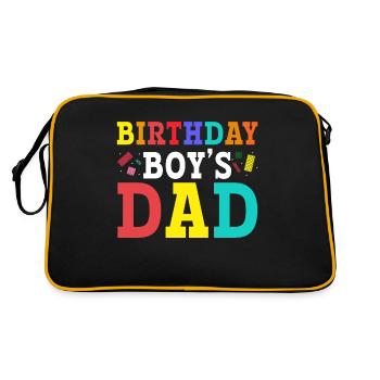 Father of birthday boy builds building blocks - Retro Bag - black/gold - Back