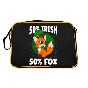 Niedlicher Fuchs Kleeblätter St. Patrick's Day - Retro Tasche - Schwarz/Gold - Hinten