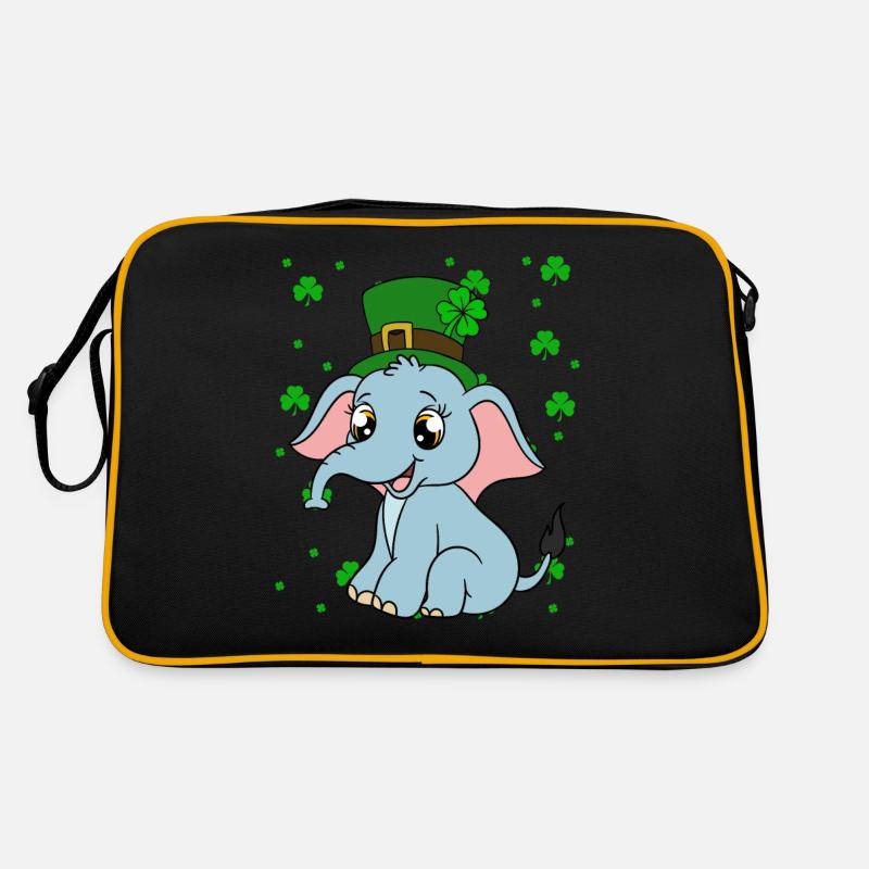 Cute elephant shamrocks St. Patrick's Day Retro Bag