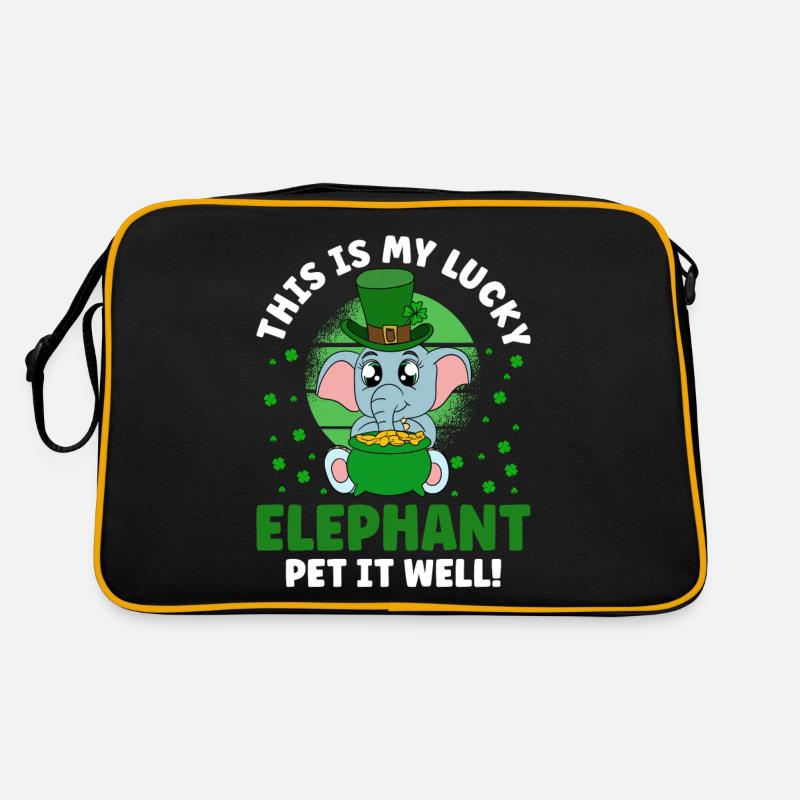 Cute elephant shamrocks St. Patrick's Day Retro Bag