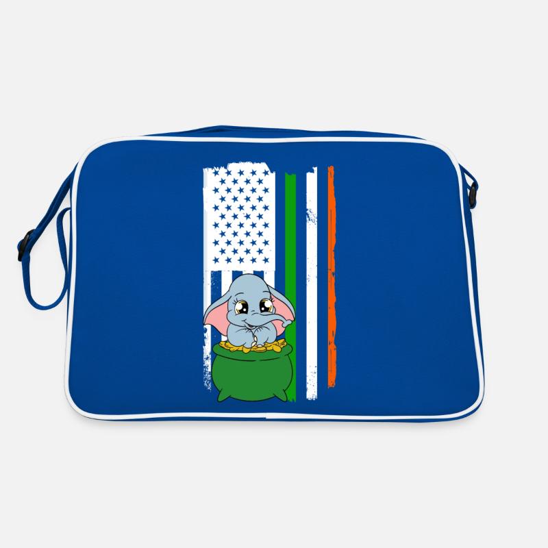 Cute elephant shamrocks St. Patrick's Day Retro Bag