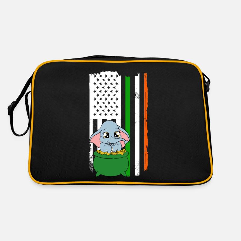 Cute elephant shamrocks St. Patrick's Day Retro Bag