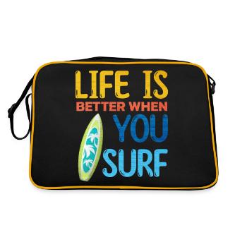 Surfing Life Is Better When U Surf Funny Surfer - Retro Bag - black/gold - Back