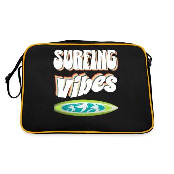 Surfing Vibes - Surfer, Happiness & Freedom! - Retro Tasche - Schwarz/Gold - Hinten