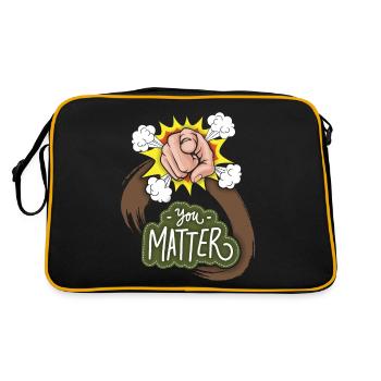 Motivation-Inspiration Zeigefinger Spruch, Comic - Retro Tasche - Schwarz/Gold - Hinten