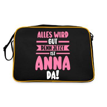 Anna - Retro Tasche - Schwarz/Gold - Hinten