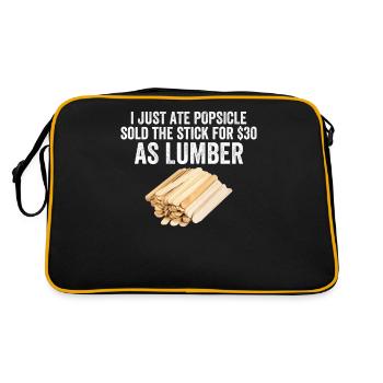 Ich aß Eis am Stiel verkauft Stock Holz Lustige Inflation - Retro Tasche - Schwarz/Gold - Hinten