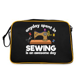 Anyday Spent In Sewing Is An Awesome Day - Retro Bag - black/gold - Back