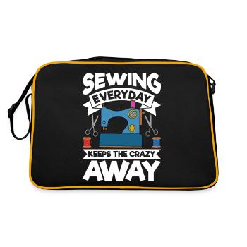 Sewing Everyday Keeps The Crazy Away - Retro Bag - black/gold - Back