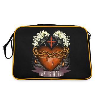 Jesus Christ, Sacred Heart, Crown of Thorns, Proverb - Retro Bag - black/gold - Back