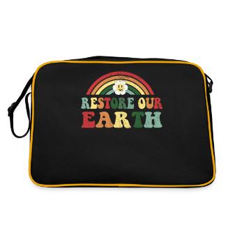 Un design vintage restaurera notre Terre - Jour de la Terre - Sac Retro - noir/or - Dos